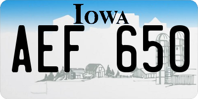 IA license plate AEF650
