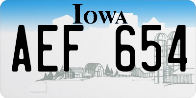 IA license plate AEF654