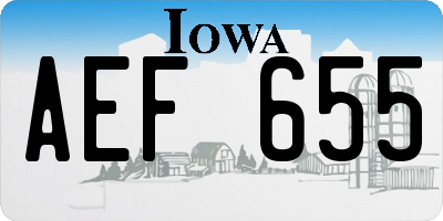 IA license plate AEF655