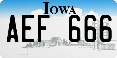 IA license plate AEF666