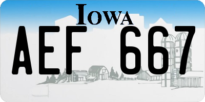 IA license plate AEF667