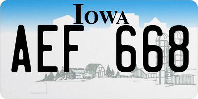 IA license plate AEF668