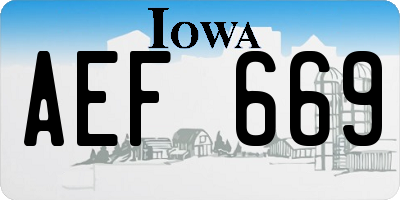 IA license plate AEF669