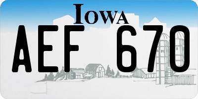 IA license plate AEF670