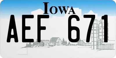 IA license plate AEF671