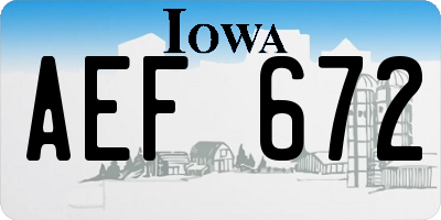 IA license plate AEF672
