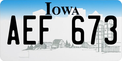 IA license plate AEF673