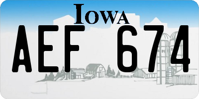 IA license plate AEF674