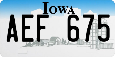IA license plate AEF675