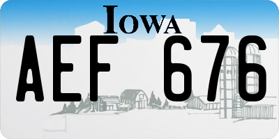 IA license plate AEF676