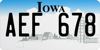 IA license plate AEF678