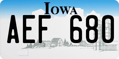 IA license plate AEF680