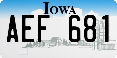 IA license plate AEF681