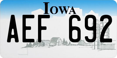 IA license plate AEF692