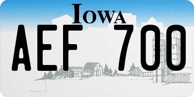 IA license plate AEF700