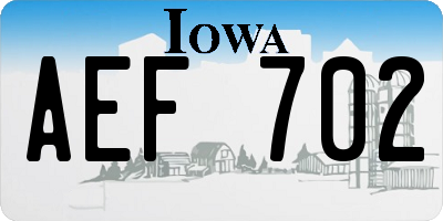 IA license plate AEF702