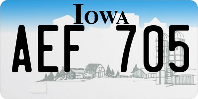 IA license plate AEF705
