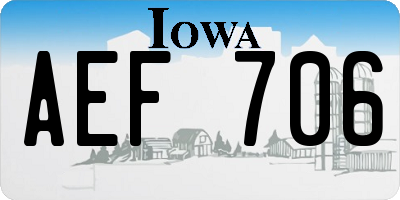 IA license plate AEF706