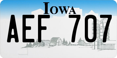 IA license plate AEF707
