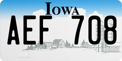 IA license plate AEF708