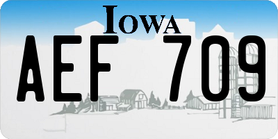 IA license plate AEF709