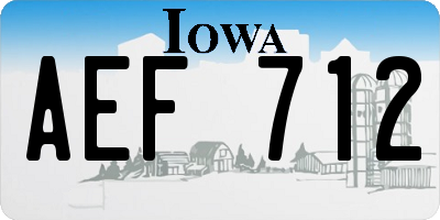 IA license plate AEF712