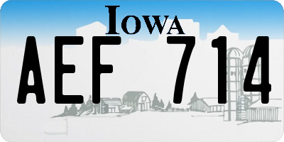 IA license plate AEF714