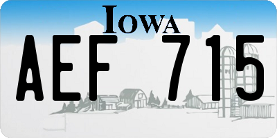 IA license plate AEF715