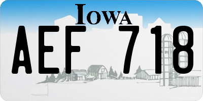 IA license plate AEF718