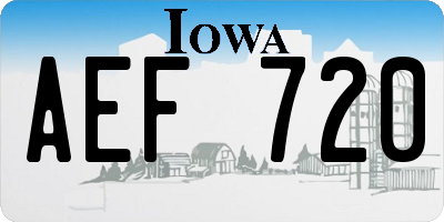 IA license plate AEF720