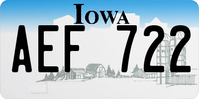 IA license plate AEF722