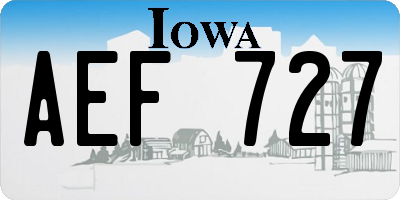 IA license plate AEF727