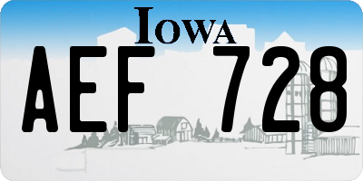 IA license plate AEF728