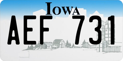 IA license plate AEF731