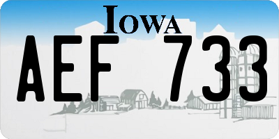 IA license plate AEF733