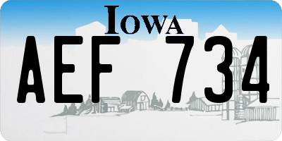 IA license plate AEF734