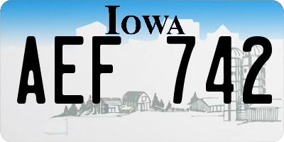 IA license plate AEF742