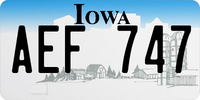 IA license plate AEF747
