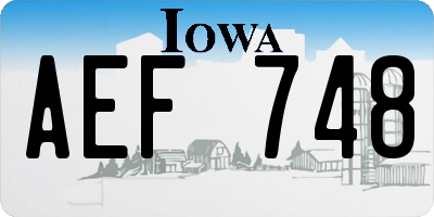 IA license plate AEF748