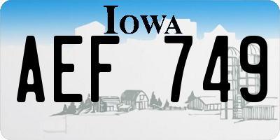 IA license plate AEF749