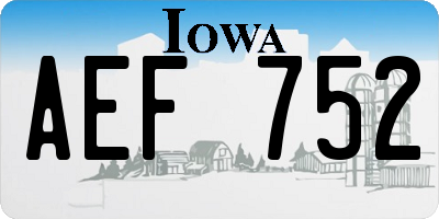 IA license plate AEF752