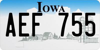 IA license plate AEF755