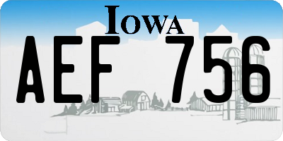 IA license plate AEF756