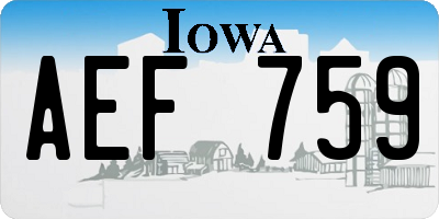 IA license plate AEF759