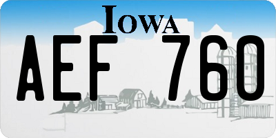 IA license plate AEF760