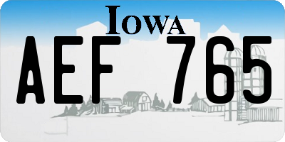 IA license plate AEF765
