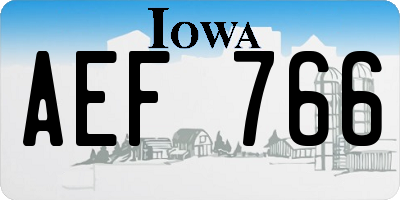 IA license plate AEF766