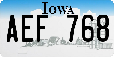 IA license plate AEF768