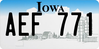 IA license plate AEF771