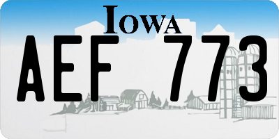 IA license plate AEF773